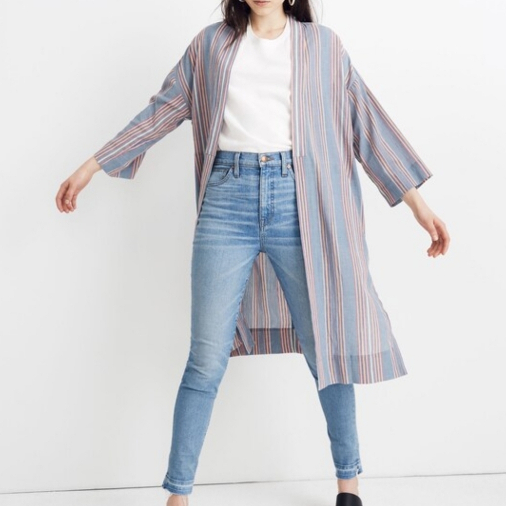 Madewell Robe Jacket in Blue Vintage Rainbow Stripe Small